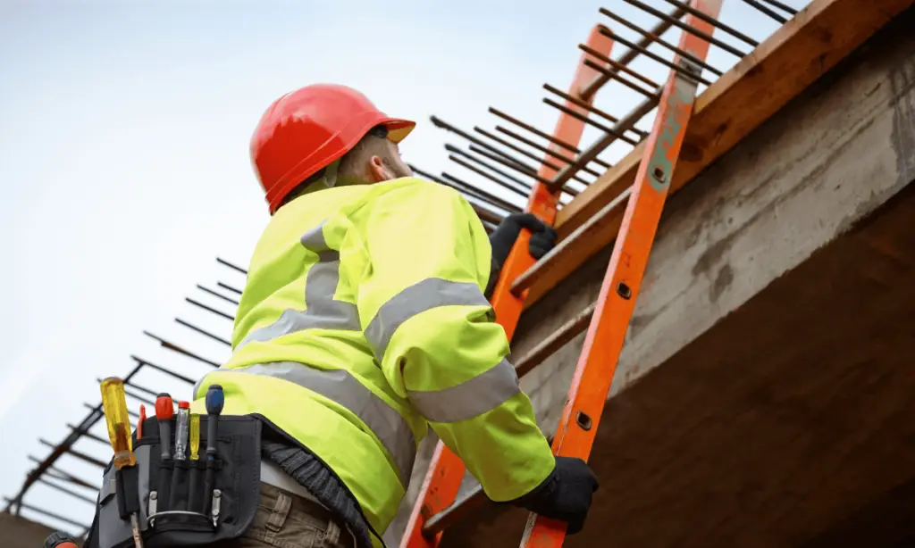 worker about to fall from ladder