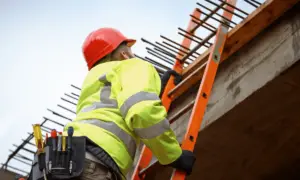 worker about to fall from ladder