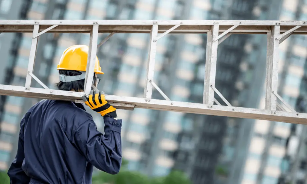 worker before a ladder fall at work