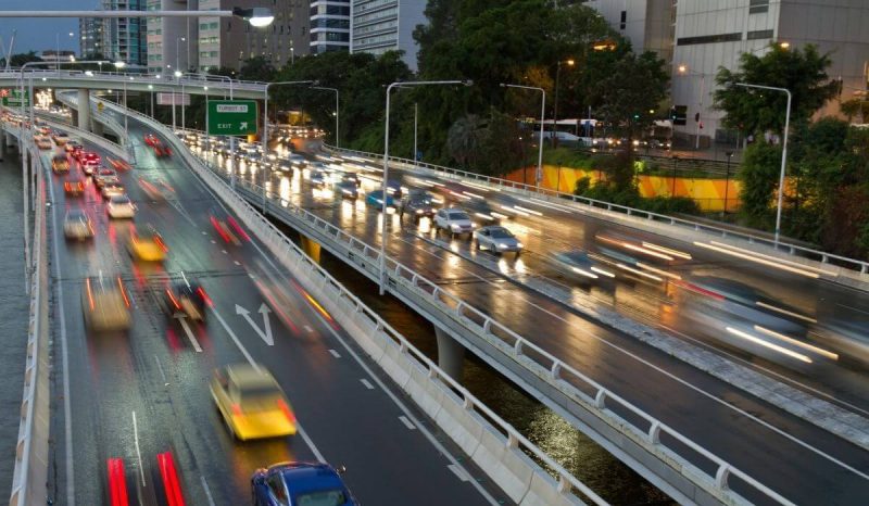 rainy day traffic australia road