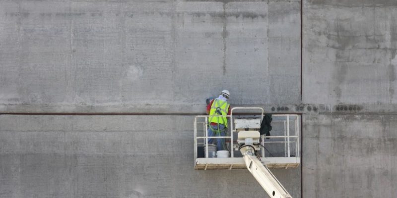 construction worker on a crane